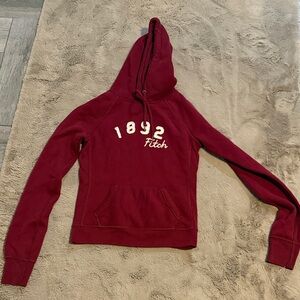 Abercrombie & Fitch Burgundy Hoodie with Cream Accents